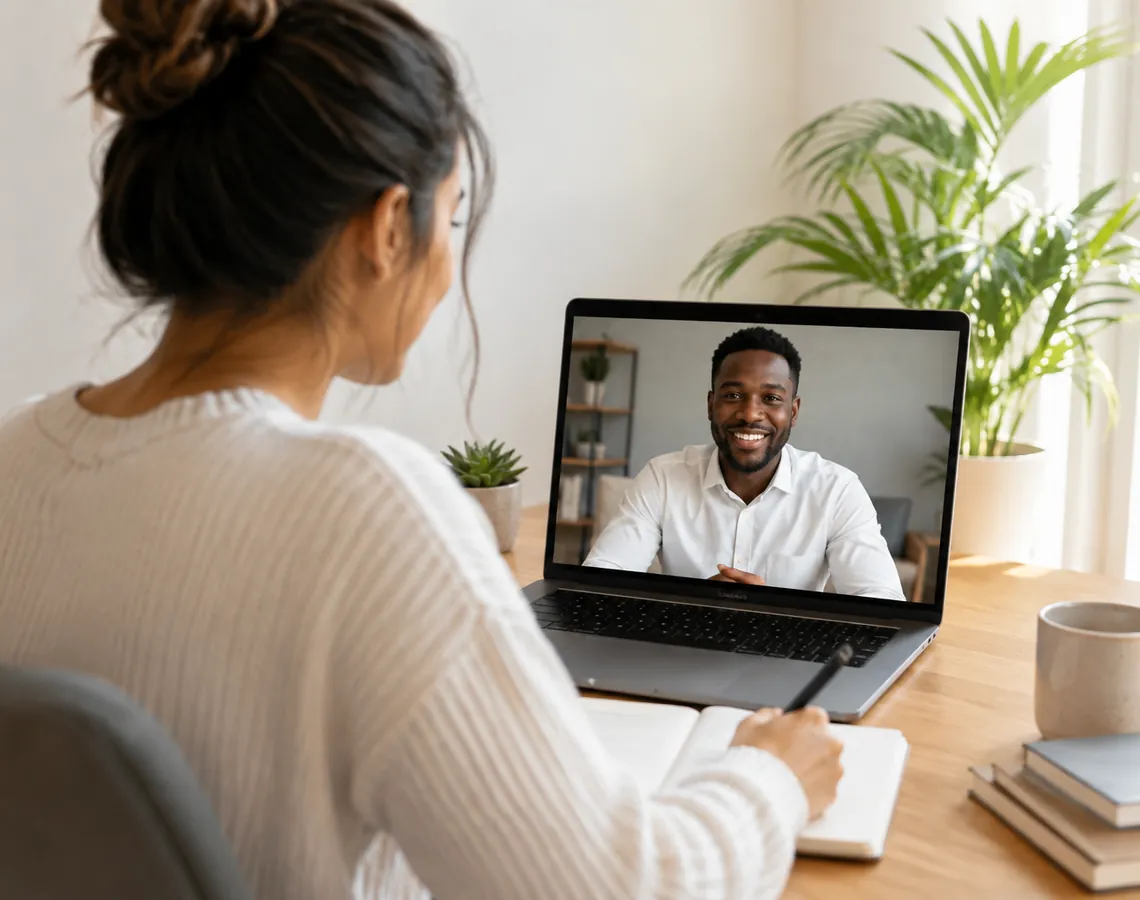 A learner meeting their tutor over a video call